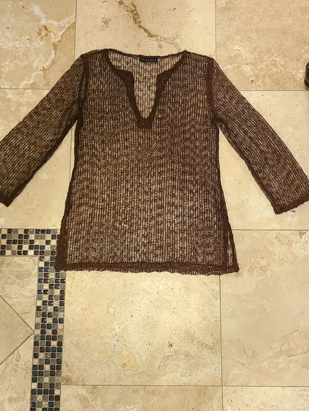 La Blanca Brown Open-Knit Swim Coverup